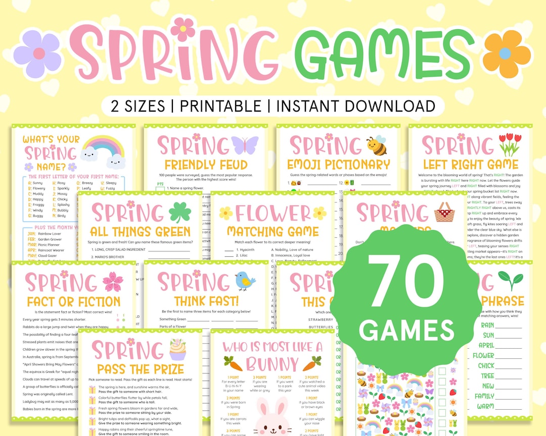 Spring Game Bundle | Fun Spring Party Games for Kids, Adults, Family ...