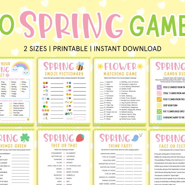 Spring Game Bundle | Fun Spring Party Games for Kids, Adults, Family | Printable Spring Break Activities | Springtime Church Picnic Games