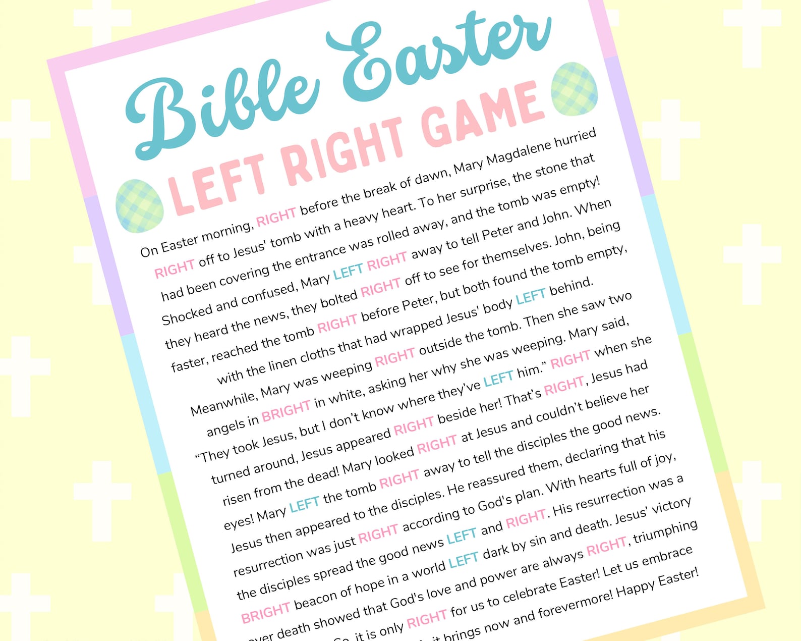 Bible Easter Left Right Game Easter Story Sunday School Church ...