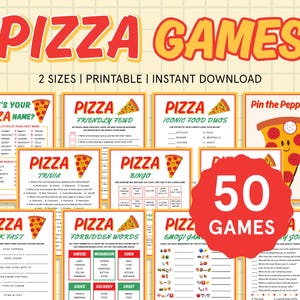 Pizza Party Game Bundle Pizza Games Birthday Party Games for Kids Adults Classroom Pizza Party Printable Fun Family Pizza Night Pizza Craft
