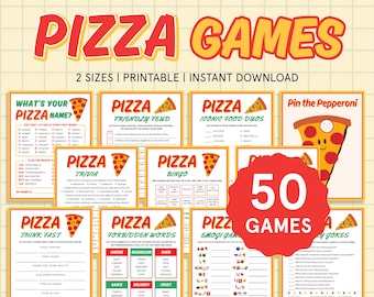 Pizza Party Game Bundle Pizza Games Birthday Party Games for Kids Adults Classroom Pizza Party Printable Fun Family Pizza Night Pizza Craft