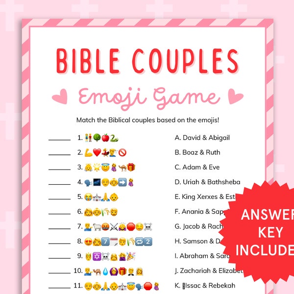 Bible Couples Emoji Game Bible Emoji Pictionary Church Valentines Day Kids Bible Study Womens Ministry Printable Christian Games for Adults