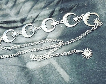 Moon Silver Metal Belt Buy Silver Moon Phase Chain Belt Online at Earthbound Trading main image 4