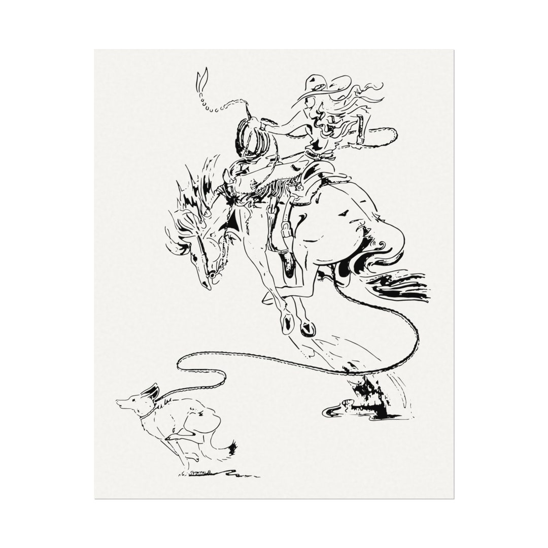 Yotes and Whoas Textured Watercolor Matte Posters, Cowgirl Wall Art