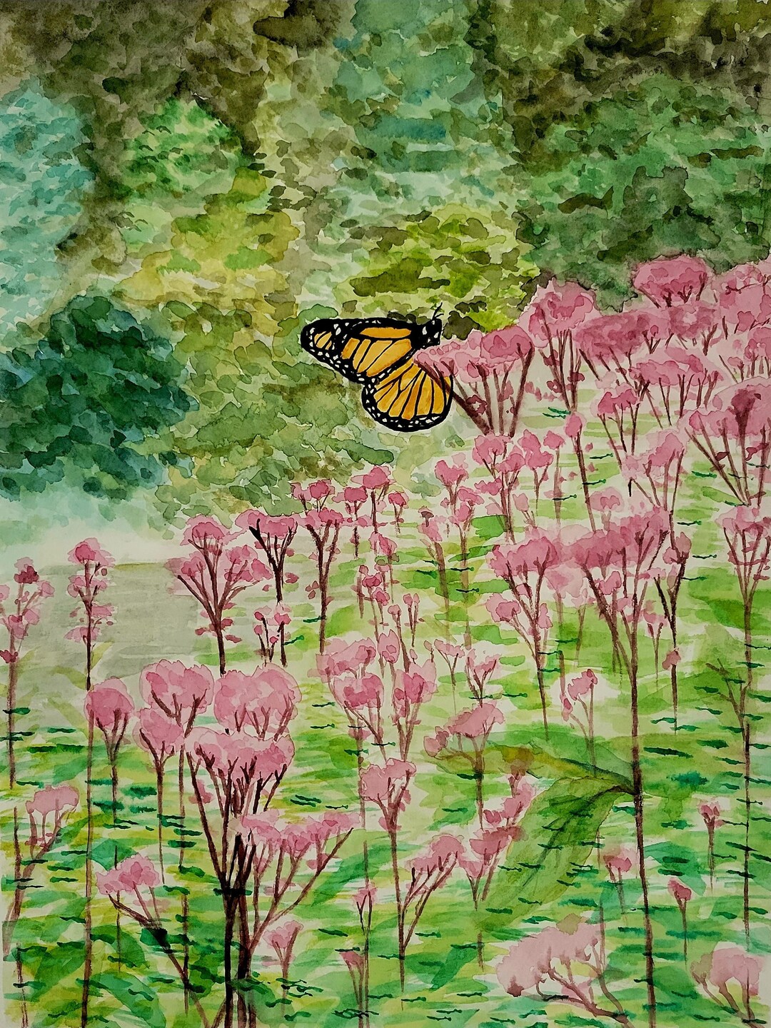 Monarch Butterfly Print Watercolor Painting Art Print Endangered Swamp ...