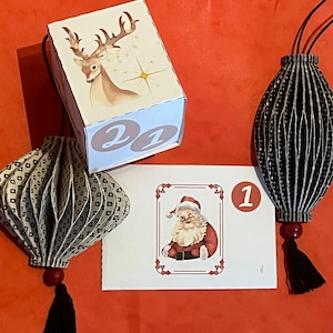 Calendrier de l’avent à imprimer pour Noël - plusieurs formats : boîtes / enveloppes / cartes