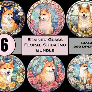 Vidrieras falsas Perros Shiba inu, PNG, Fondo transparente, Diseño de sublimación, Sunsnatcher, Coaster Shiba Inu, Descarga digital instantánea
