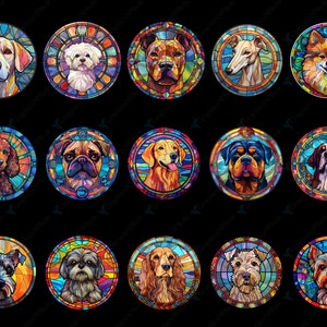 30 Dog Breeds Unique Stained Glass Styles, Watercolor Stained Glass