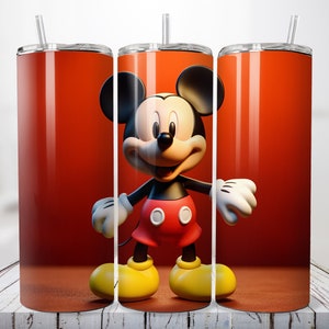 3D Cartoon Mouse 20 oz Skinny Tumbler Sublimation, PNG Tumbler Wrap Straight and Tapered, Sip in Style! Instant PNG Digital Download