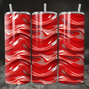 3D Metallic Red Inflated Wrap, 20 oz Tumbler Sublimation, PNG Tumbler Wrap Straight and Tapered, Sip in Style! Instant Digital Download