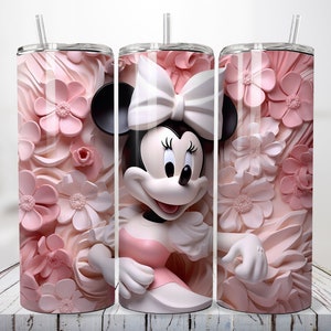 3D Lovely Cartoon Mouse 20 oz Skinny Tumbler Sublimation, PNG Tumbler Wrap Straight and Tapered, Sip in Style! Instant PNG Digital Download