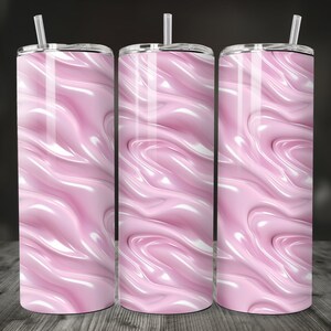 3D Metallic Light Pink Inflated Wrap, 20 oz Tumbler Sublimation, Tumbler Wrap Straight and Tapered, Sip in Style! Instant Digital Download