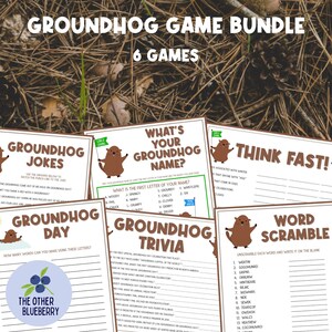 Groundhog Day Game Bundle | 6 Groundhog Day Games | What&#39;s Your Groundhog Name | Groundhog Day Activity Bundle | Punxsutawney Phil Printable