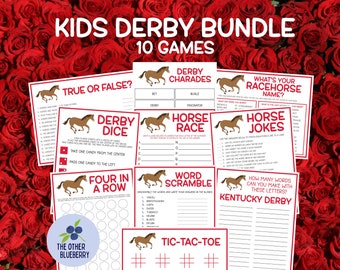 Derby Games | 10 Game Bundle | Derby Games for Kids | Includes Name Game, Jokes + More | Kentucky Derby Games | Derby Party Games Printable