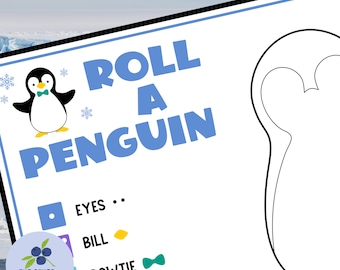 Roll a Penguin Game | Penguin Party Game | Winter Printable Game | Classroom Game | Holiday Party Game | Fun and Easy Group Game | Printable