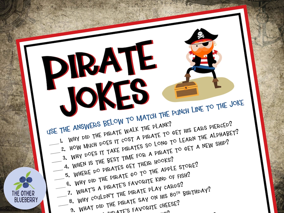 Pirate Jokes Pirate Party Game Pirate Birthday Game Pirate Printable Game Instant Download