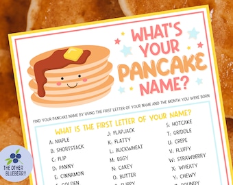 Was ist Ihr Pfannkuchen-Namensspiel mit Nametags & Schild | Pfannkuchen-Party-Spiel | Pfannkuchen und Pyjamas | Pancake Day | Faschingsdienstag | Druckbar