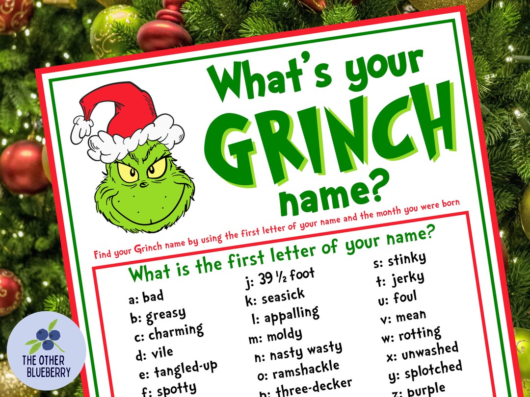 What s Your GRINCH Name Game With Nametags Sign How The Grinch Stole what-s-your-grinch-name-game-with-nametags-sign-how-the-grinch-stole