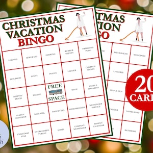 Weihnachtsferien Film Bingo | Zwanzig verschiedene Bingo Karten | National Lampoon's Weihnachtsferien Spiel | Griswold Weihnachten | Druckbar