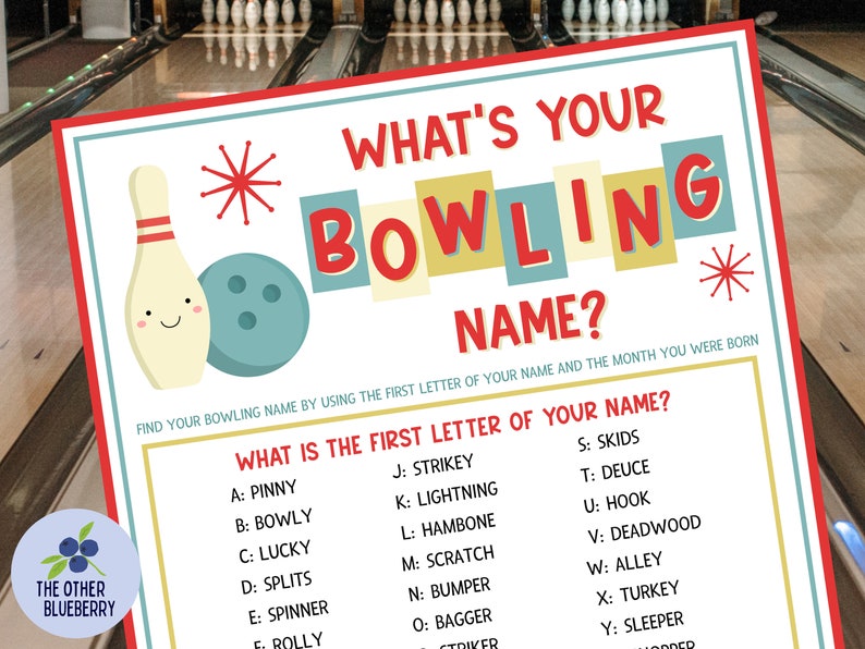 What's Your Bowling Name Game With Nametags & Sign Etsy