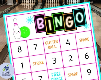 Bowling Bingo | 20 Bingo Cards | Cosmic Bowling Birthday Party Game | Bowling Night | Bowling Game | Neon Bowling Party Activity | Printable