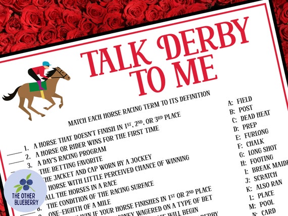 Derby Game | Talk Derby to Me | Derby Party | Night at the Races | Derby Trivia | Derby Theme | Printable