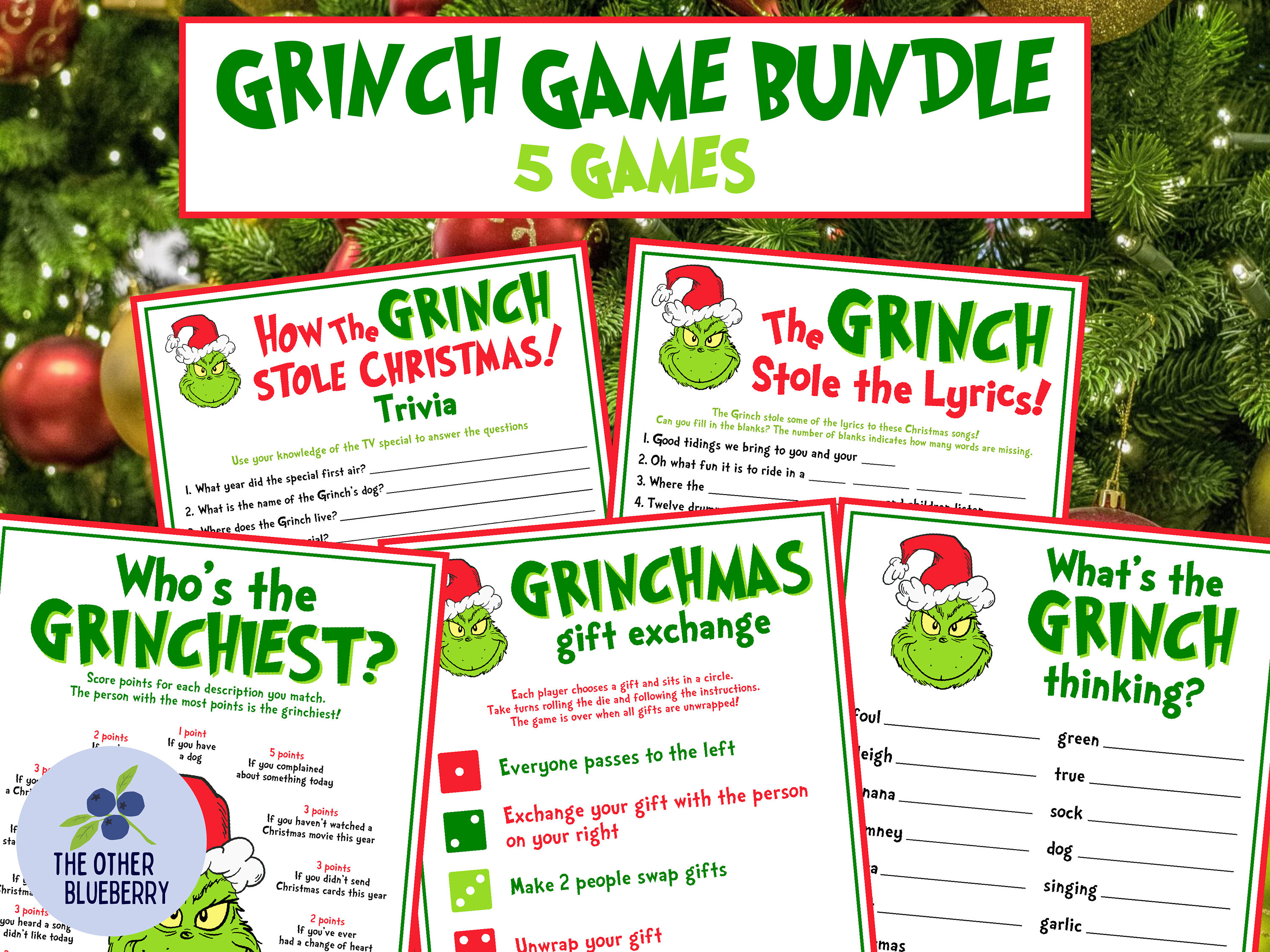 Grinch Game Bundle 5 Games Grinchmas Games Christmas Etsy