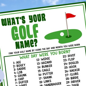 What&#39;s Your Golf Name Game with Name Tags & Sign | Par-Tee Game | Fore-Ever | Golf Birthday | Golf Banquet | Retirement Party | Printable