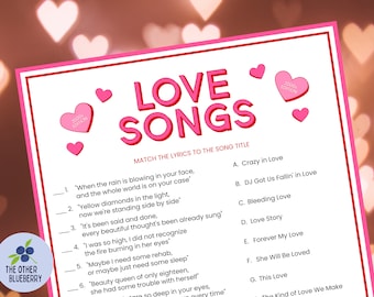 Valentine's Day Game | Love Song Game | 2000s Music | Song Matching Game | Galentine's Day Game | Printable