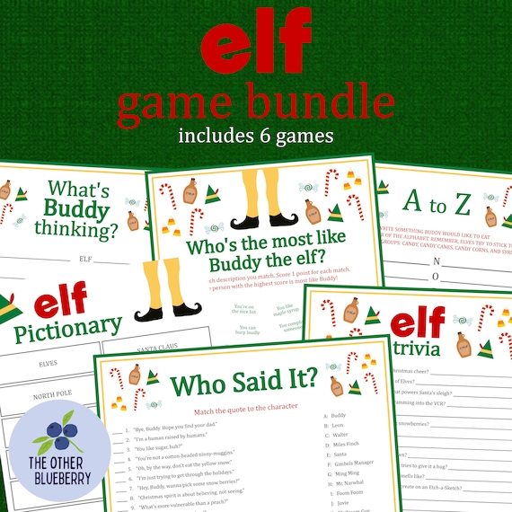 Elf Games | Christmas Party Games | Elf Party | Christmas Games | Holiday Party Games | Elf Trivia | Who's the Most like Buddy? | Printable