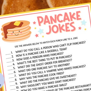 Pancake Jokes | Pancake Party Game | Pancakes and Pajamas Party | Slumber Party | Pancake Breakfast | Pancake Fundraiser | Printable