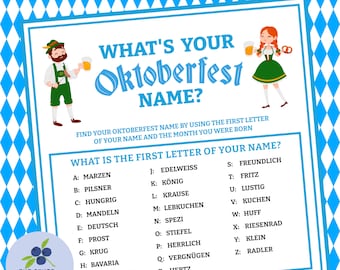 Naamspel Oktoberfest | Oktoberfestspel | What's Your Oktoberfest-naamspel met naamplaatjes en bord | Oktoberfeest | Afdrukbaar bierfestival