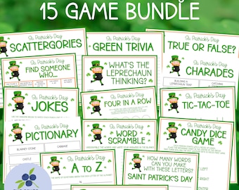 St. Patrick's Day-spel | Paket med 15 spel | St. Patrick's Day-festspel | St. Patrick's Day-aktiviteter | Kul för barn och vuxna | Utskrivbar
