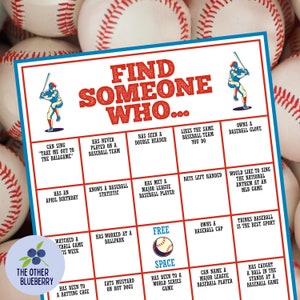 Baseball Game | Baseball Party Game | Baseball Team Ice Breaker | Find the Guest |  Baseball Party Activity | Team Building | Printable
