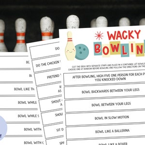 Bowling Game Wacky Bowling 33 Funny Ways to Bowl Bowling Challenges Bowling Party Game Crazy Bowling Printable image 2