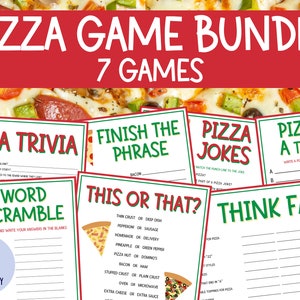 Pizza Game Bundle | 7 Games | Pizza Party Games | Pizza Night | Birthday Party Activity | Pizza Trivia | Pizza Party Activities | Printable