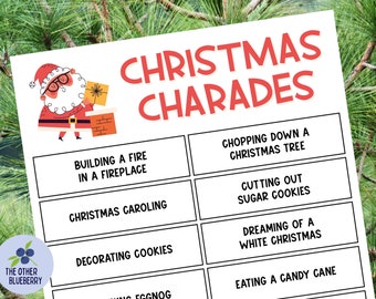 Christmas Charades | 44 Ideas to Act Out | Christmas Party Game | Pictionary | Classroom Game | Class Party | Family Fun | Printable