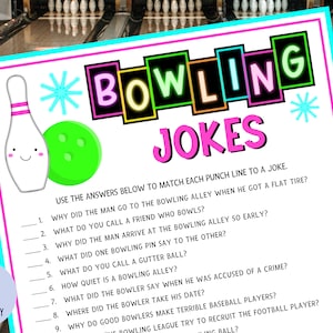 Bowling Witze | Cosmic Bowling Gesellschaftsspiel | Neon Bowlen | Bowling-Geburtstags-Spiel | Glüh Bowling | Bowling Nacht | Kegelspiel | Druckbar