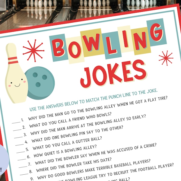 Bowling Jokes | Bowling Party Game | Bowling Birthday Game | Bowling Bash | Bowling Night | Bowling Game | Printable