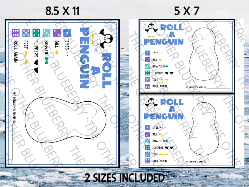 Roll a Penguin Game Penguin Party Game Winter Printable Game Classroom