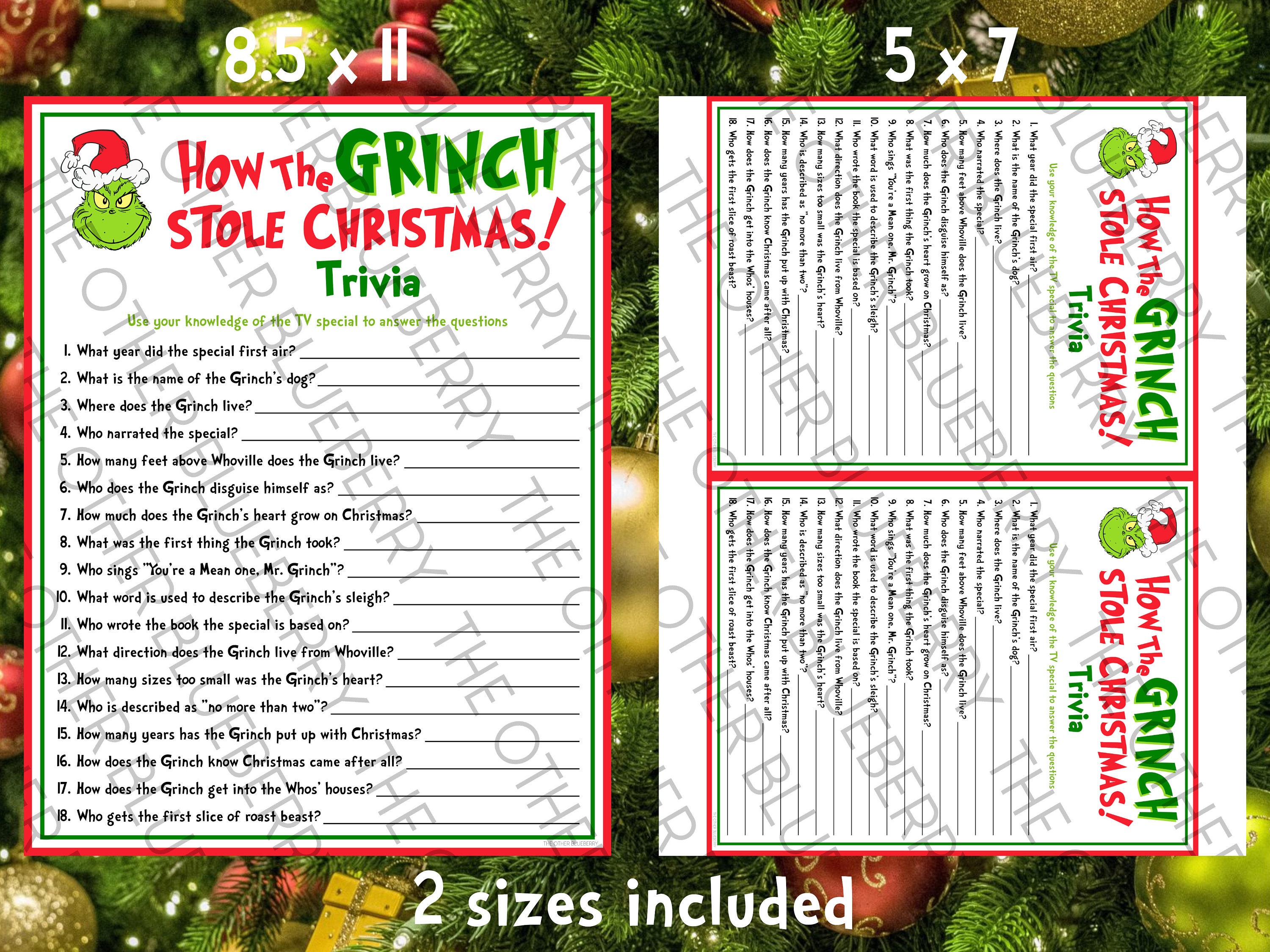 Grinch Trivia How the Grinch Stole Christmas Trivia Game Etsy