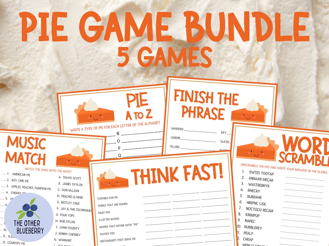 Pie Game Bundle 5 Games Thanksgiving Games Pie Contest Holiday Party