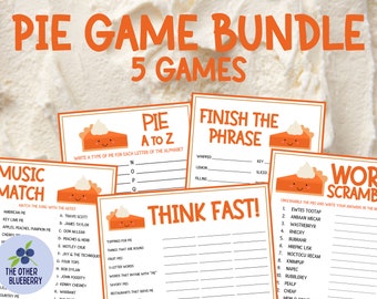 Pie Game Bundle | 5 Games | Thanksgiving Games | Pie Contest | Holiday Party Game | Pie Night | Pi Day | Pie Party | Friendsgiving Printable