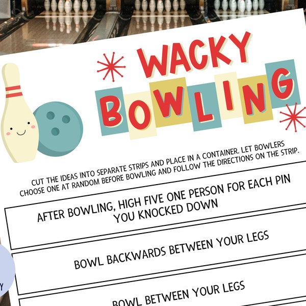 Bowlingspiel | Wacky Bowling | 33 Lustige Möglichkeiten zu Bowlen | Bowling Challenges | Bowling Party Spiel | Crazy Bowling | Druckbar