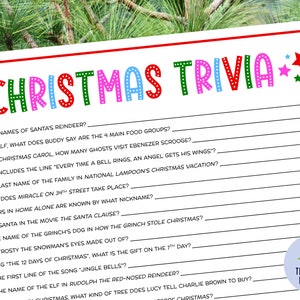 Christmas Trivia | Christmas Game | Christmas Party Game | Christmas Printable Trivia Game | Holiday Party Game