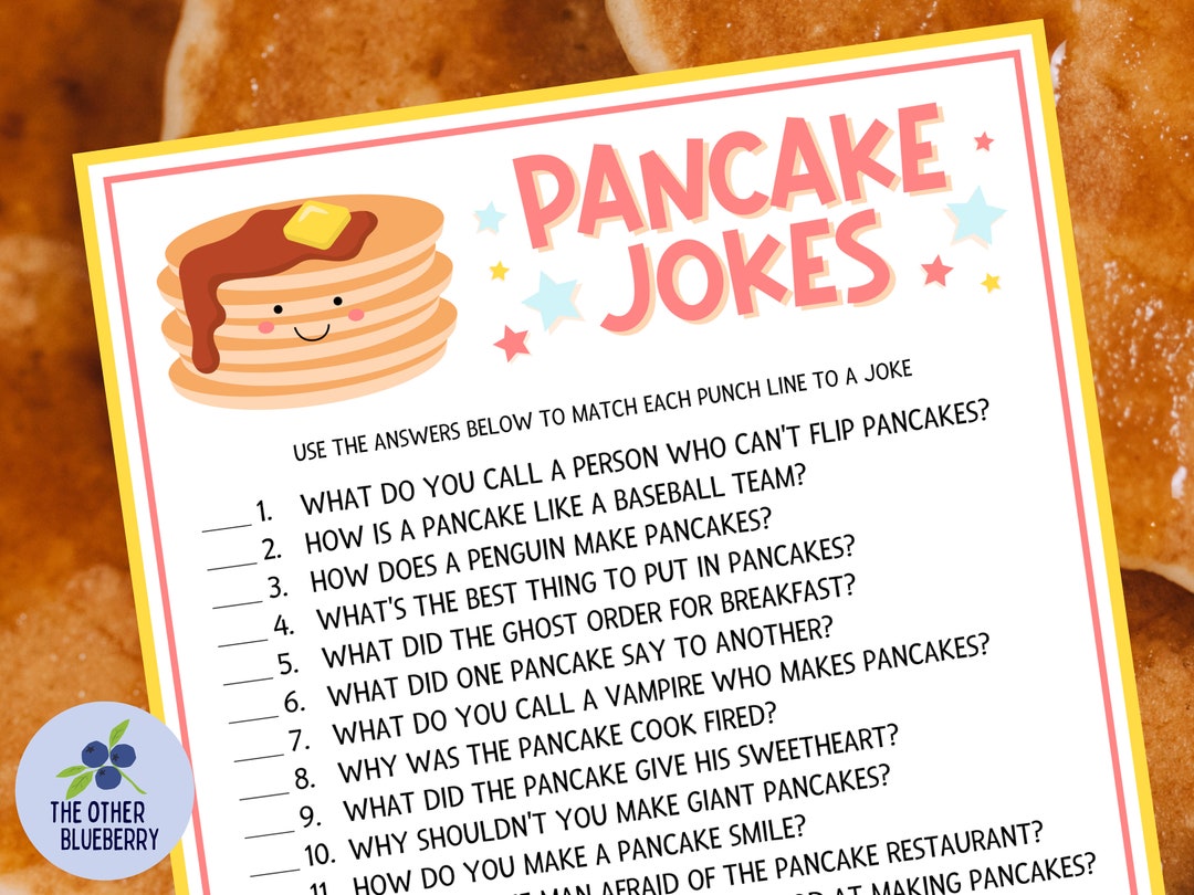 Pancake Jokes Pancake Party Game Pancakes and Pajamas Party Slumber Party Pancake Breakfast