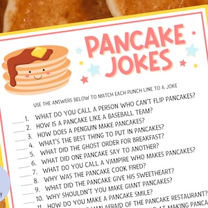 Pancake Jokes | Pancake Party Game | Pancakes and Pajamas Party | Slumber Party | Pancake Breakfast | Pancake Fundraiser | Printable