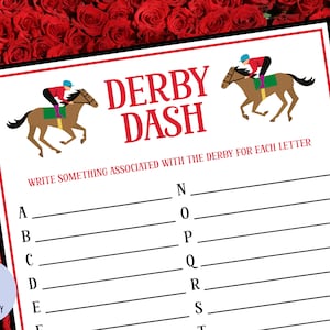 Kentucky Derby Game | Derby Dash | Derby A to Z | Kentucky Derby Party | Run for the Roses | Night at the Races | Derby Theme | Printable