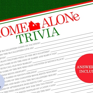 Allein zu Haus Trivia | Allein zu Haus Spiel | Weihnachtsfeier | Weihnachtsfilm Nacht | Urlaub-Partyspiel | Weihnachtsspiel | Druckbar