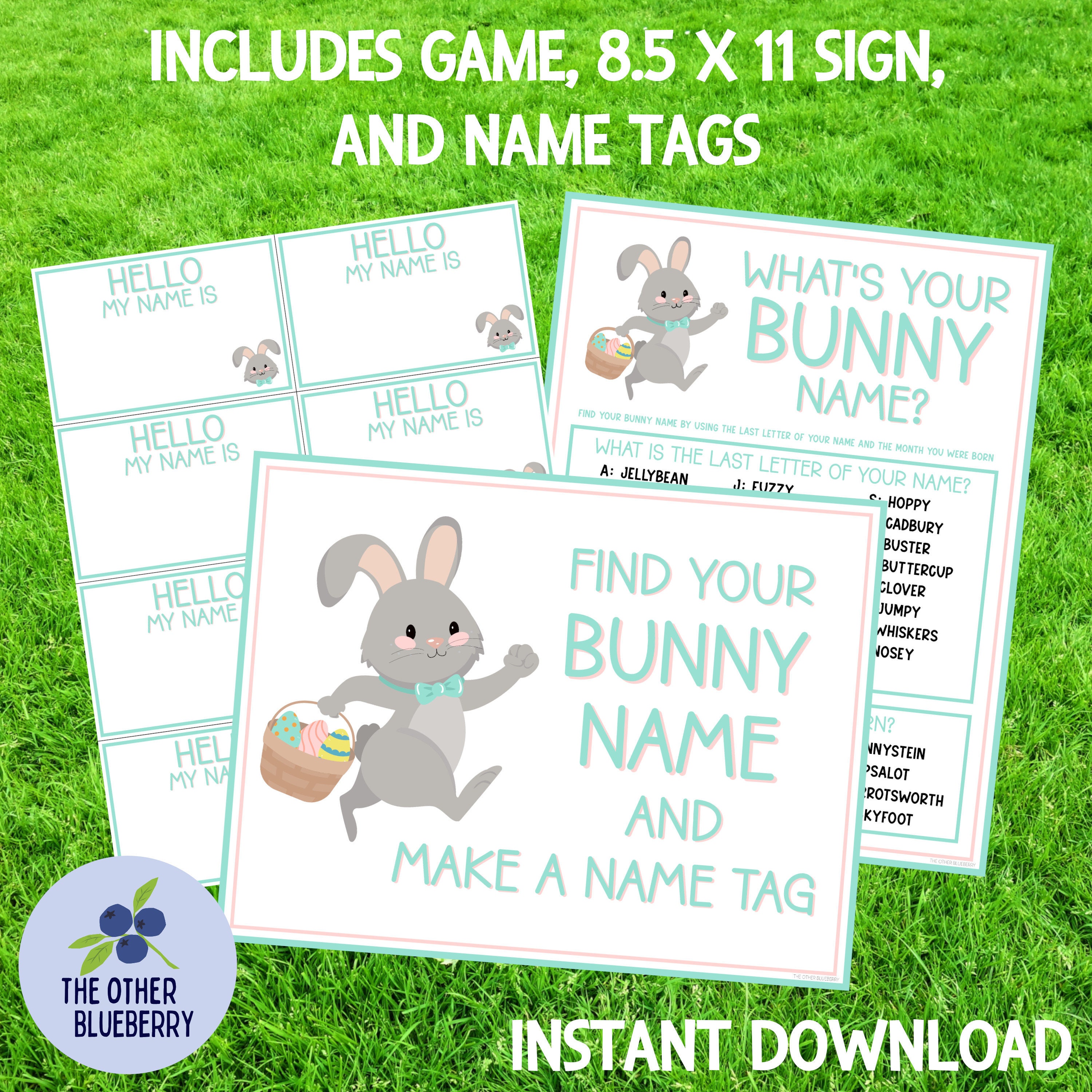 What's Your Bunny Name Party Game With Name Tags & Sign | Easter Game ...